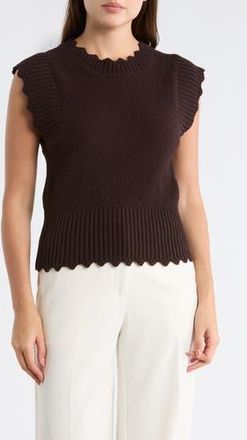 Elie Tahari Scalloped Sleeveless Sweater in Ganache at Nordstrom Rack, Size X-Small