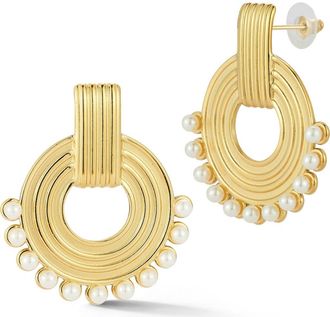 Glaze Jewelry Faux Pearl Doorknocker Drop Earrings in Gold at Nordstrom Rack