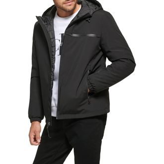 Calvin Klein Mens Windbreaker Jacket, Classic Hooded Black, XXL