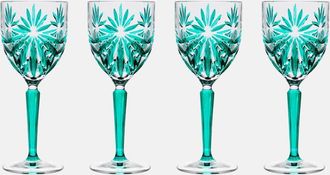 Les-Ottomans Set of 4 floral crystal wine glasses