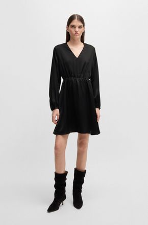 Boss Orange by Hugo Boss Blusenkleid BOSS ORANGE Doria Premium Damenmode, Damen, Gr. XL, N-Gr, schwarz (schwarz 001), Web, Obermaterial: 100% Polyester, unifarben, regular fit