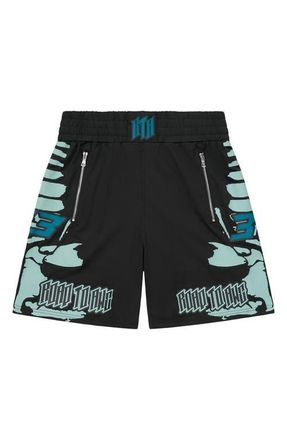 Rta Udo Boxing Shorts in Black Light Teal Racing at Nordstrom, Size Xxx-Large