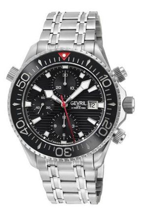 Gevril Group Hudson Yards Swiss Automatic Chronograph Bracelet Watch, 43mm in Silver at Nordstrom Rack