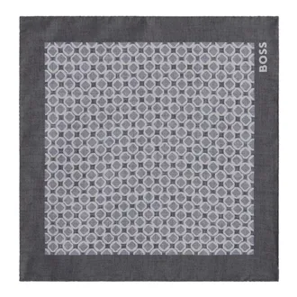 HUGO BOSS Hugo, Pocket Scarves, male, Gray, Size: ONE SIZE Silk Scarf with Print
