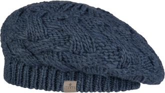 Lierys Jesila Womens Beret - Knitted hat with New Wool - Womens hat Made in Germany -French Ladies Beret - Fall/Winter Wool hat - Blue One Size