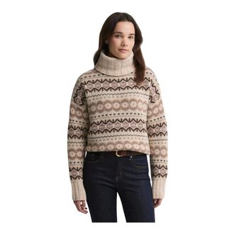 Barbour Helen Roll-Neck Jumper - Dames - Truien - Beige - Maat: 2XS Wol