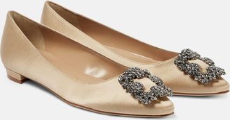 Manolo Blahnik Hangisiflat 70 embellished satin ballet flats