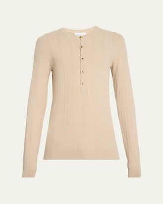 Dries Van Noten Mens Viscose-Blend Henley Shirt