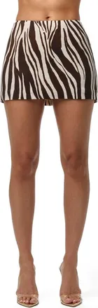 Naked Wardrobe Zebra Print Miniskirt in Wild Riviera at Nordstrom, Size Large