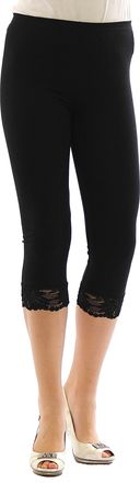 YESET Capri 3/4 Leggings Lace Cotton Opaque Leggings Trousers Underwear Ladies - Black, L
