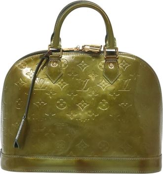 Louis Vuitton Alma Handbag Monogram Vernis Green Patent_Leather Handbag (Pre-Owned)
