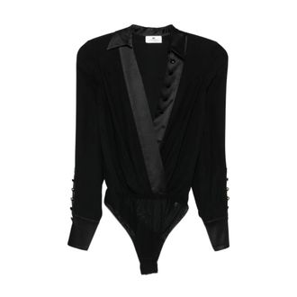 Elisabetta Franchi Dames, Tops, Zwart, Maat: L Satijn