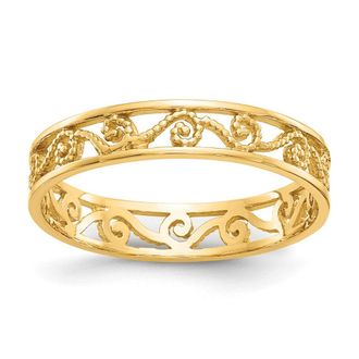 Diamond2Deal 14k Yellow Gold Polished Textured Ring