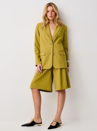 Vero Moda Womens Pleated waist chartreuse Bermuda short