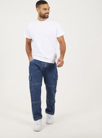 Brave Soul Jeans cargo ampi blu medio