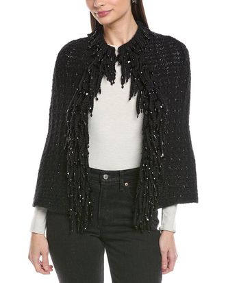 Valentino Mohair & Wool-Blend Fringe Poncho
