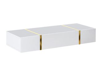 Vente-Unique Consolle Sospesa Con 3 Ante - Bianco Lucido E Oro - Marzialo