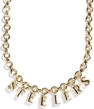 BaubleBar Pittsburgh Steelers Wordmark Charm Necklace in Gold at Nordstrom
