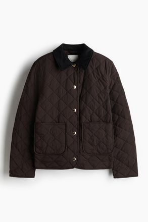 H&M Steppjacke mit Cordkragen - Dunkelbraun