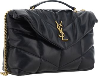 Saint Laurent Womens Puffer Toy Shoulder Bag Nero Lamb Ovis Aries