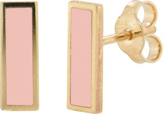 Italian Gold, Inc 14K Yellow Gold Bar Stud Earrings - Light Pink Agate