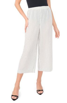 Vince Camuto Stripe Pull-On Ankle Wide Leg Pants in Ultra White at Nordstrom, Size Xx-Large