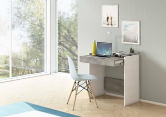 Dmora Dmora Escritorio Clematide, Escritorio Moderno Con Caj&oacute;n, Mesa De Estudio U Oficina Para Porta Libros De Pc, 100% Made In Italy, Cm 80x40h79, Blanco Y