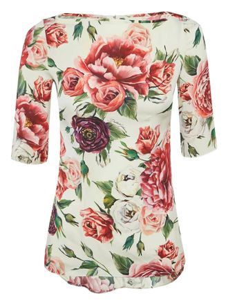 Dolce & Gabbana Zijden blouse met bloemenprint - Beige