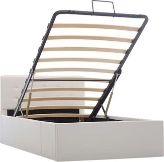 vidaXL Cama Canap&eacute; Hidr&aacute;ulica Cuero Sint&eacute;tico Blanco 100x200 Cm Vidaxl