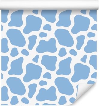 OEM Carta Da Parati Con Macchie Di Mucca Color Azzurro, Centro Azzurro Per Soggiorno E Camera Da Letto 50x1000 Cm