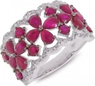Allurez 0.36ct Diamond & 3.48ct Ruby 14k White Gold Ring