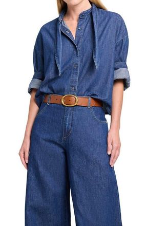 TWP Tie One One Nonstretch Denim Shirt in Dark Stone at Nordstrom, Size X-Small