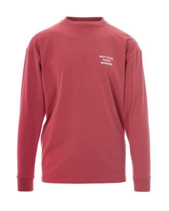 Dr&ocirc;le de Monsieur Long-Sleeve Blush Pink T-Shirt with Bold Slogan Print