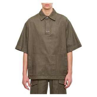 Alexander McQueen Short Sleeve Shirts, male, Green, M, Denim Cotton Shirt