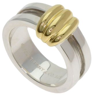 Tiffany & Co. Silver Yellow Gold Yellow Gold (18K) Silver Band Ring (Pre-Owned)