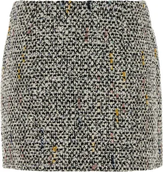 Alessandra Rich Whitemelangemulti Gonne Skirt