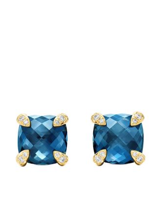 David Yurman 18kt yellow gold Chatelaine topaz and diamond stud earrings (8mm)