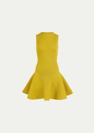 Alaia Sleeveless English Rib Mini Skater Dress