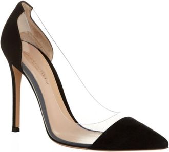 Gianvito Rossi Black Suede Plexi Pumps 105 Size 37