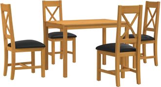 vidaXL Conjunto De Comedor 5 Uds. Negro Madera De Roble S&oacute;lido Vidaxl