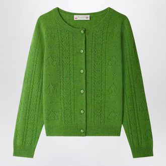 BONPOINT Josiane Cardigan In Green Cashmere