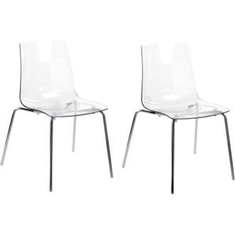 Beliani Set di 2 sedie trasparenti schienale in materiale sintetico e gambe in metallo Silerton