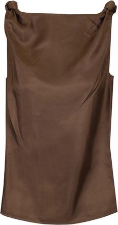 Loulou Studio Remy Knotted Silk-Twill Top - Dames - Tops zonder mouwen - Bruin - M - Tops