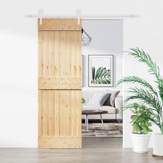 vidaXL Vidaxl - Puerta Corredera Con Herrajes Madera Maciza De Pino 70x210 Cm