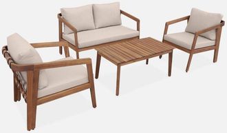 Sweeek Conjunto de muebles de jardín de madera de 4 plazas