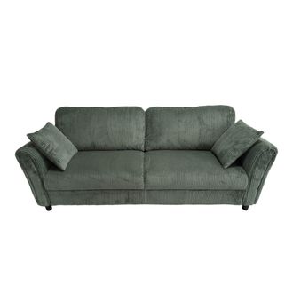 Concept Usine Sof&aacute; recto de 4 plazas de terciopelo acanalado verde