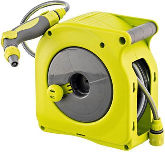 Aqua Mini Enrollador Manual Verde+manguera+pistola - 10 M