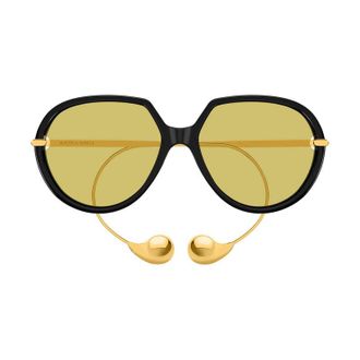 Bottega Veneta BV1436S002 Yellow-Lens Sunglasses - Black