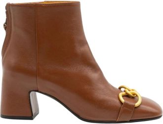 Mara Bini Seta Enkelboot - Dames - Laarzen met Hak - Bruin - 38 1/2 EU - Leer - Schoenen