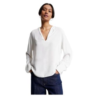 Tommy Hilfiger Flowy V-neck Cr&ecirc;pe Blouse - Dames - Blouses - Wit - XS - Overhemden